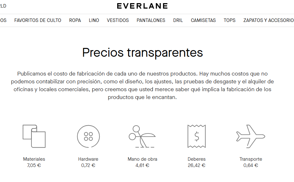 everlane transparencia precios